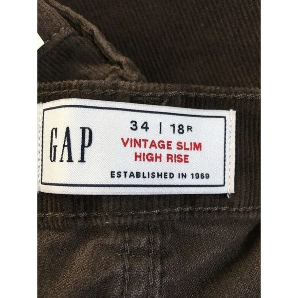 NWT Gap High Rise Vintage Slim Corduroy Pants Women’s Sz 18 Regular Brown - Picture 5 of 9